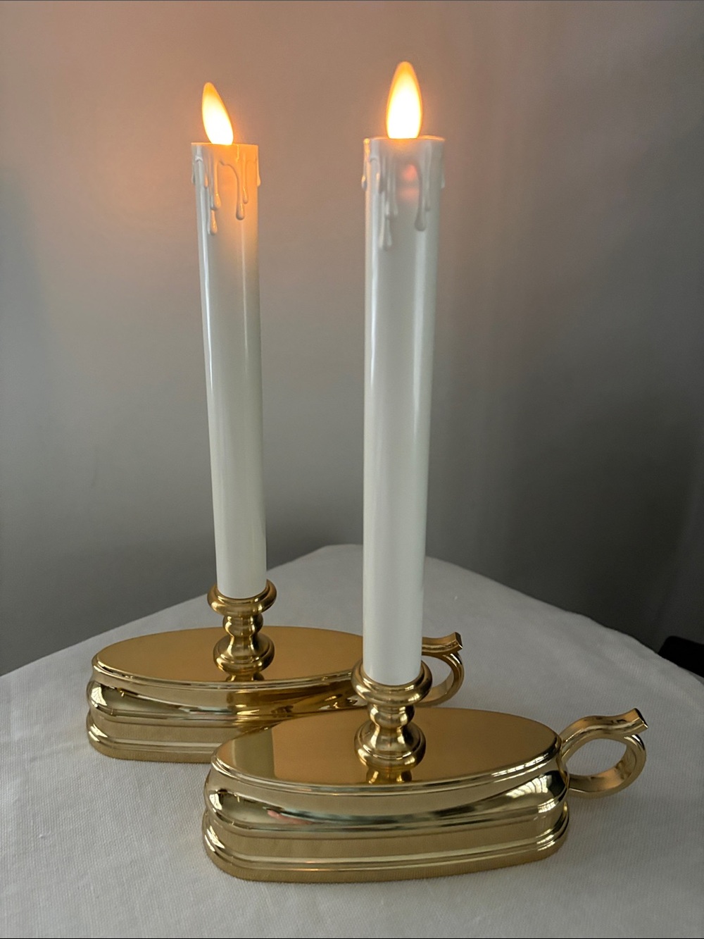 Luminara Set of 2 Moving Flame Window Candle Holders with Ivory Candles & Timers
